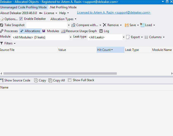 Demonstrates how to check a process for leakage in Deleaker