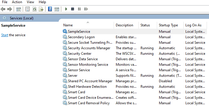 Show how to start Windows Service