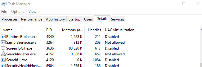 Task Manager shows a process memory leakage