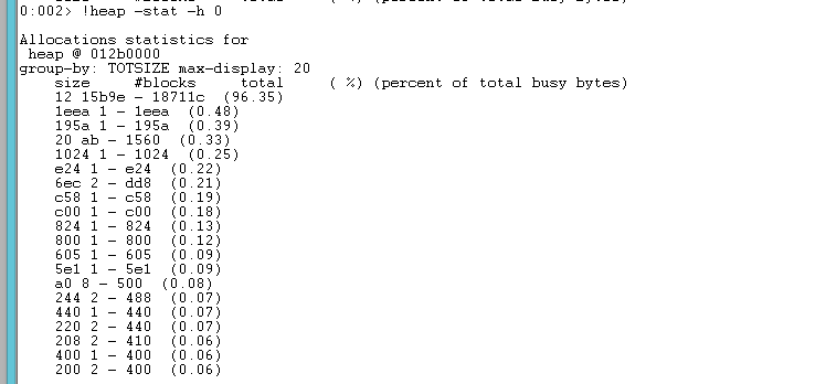 !heap stat command output