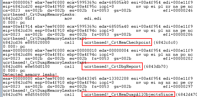 pc command output in WinDbg