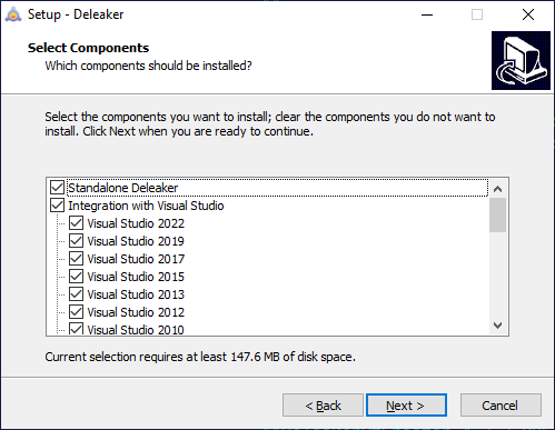 The Deleaker installer is ready for Visual Studio 2022