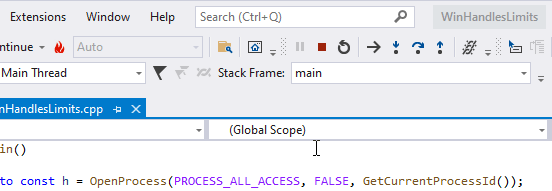 Enable handles profiler in Visual Studio