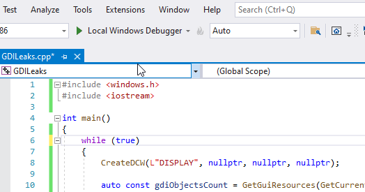 Enable GDI profiler in Visual Studio